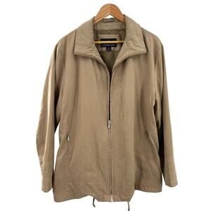 London Fog Windbreaker Jacket Womens Sz XLarge  Beige  Drawstring‎